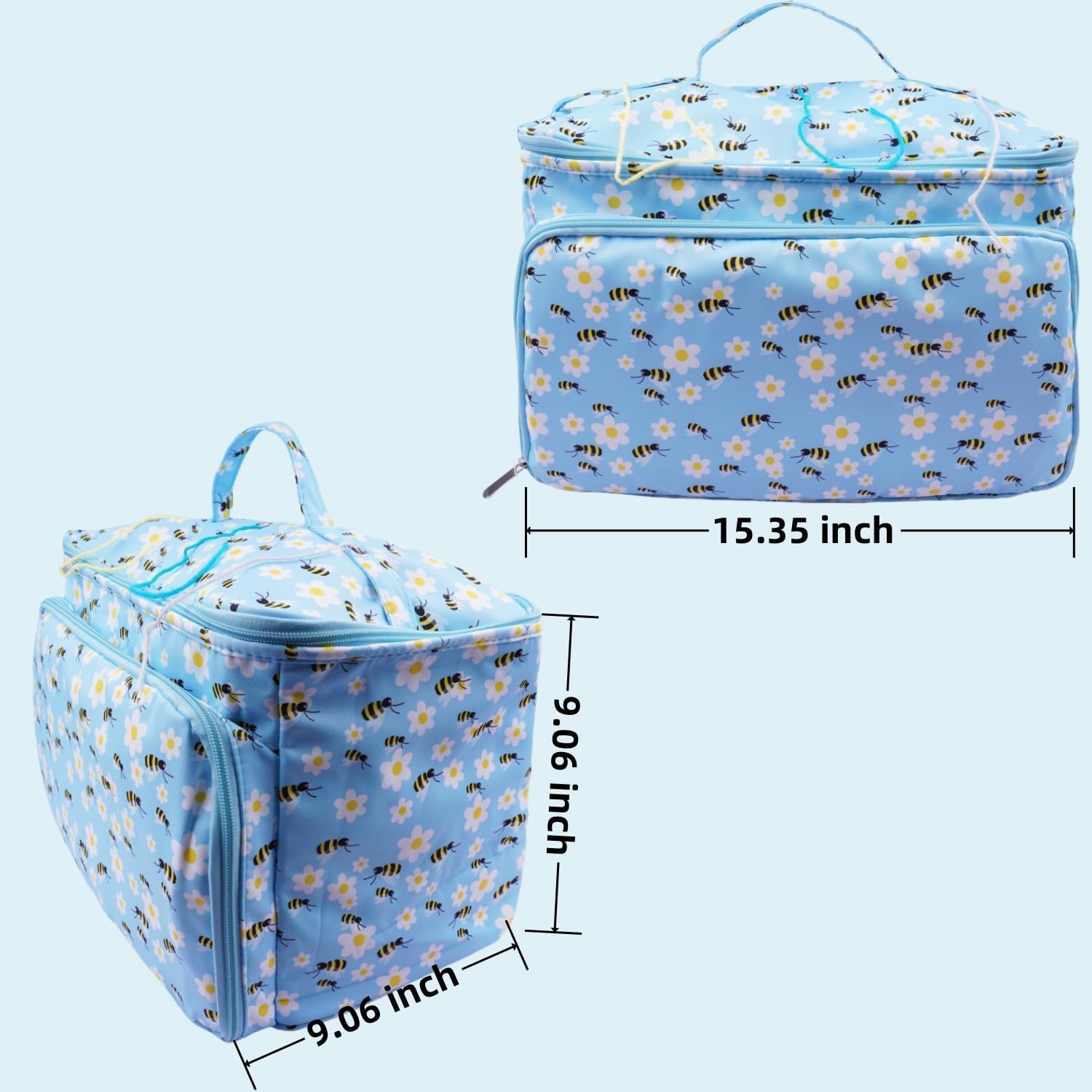 WAZAIGUR Indoor Outdoor Portable Yarn Storage Organizer for Crocheting Knitting Lovers Tote Large Capacity Knitting Project Bag, Blue