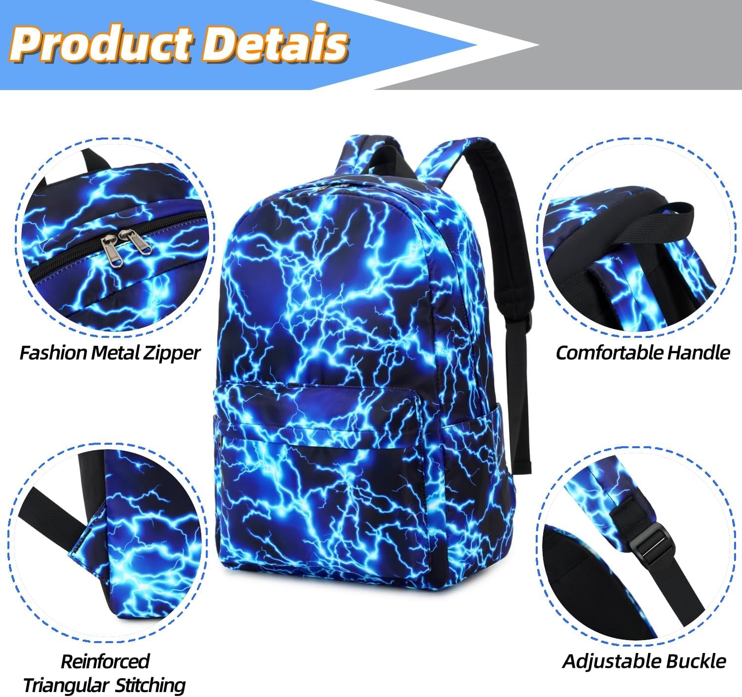 Backpack For Boy Elementary School Bookbag Durable Kid's Backpack Lightweight Travel Daypack (Blue-Light) - Image 5