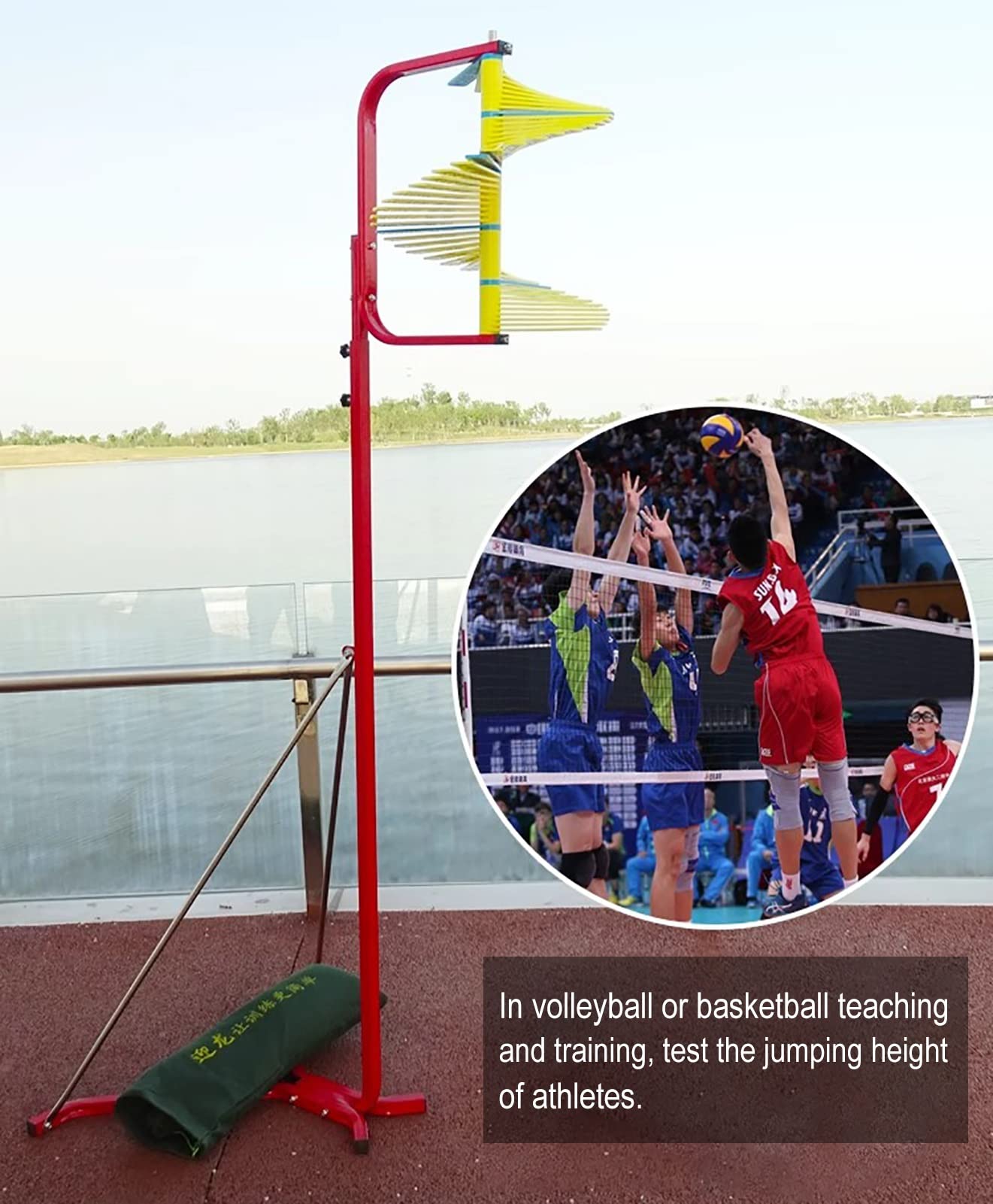 Pionowy tester skoków z tworzywa sztucznego ABS, sportowy pionowy Challenger ze stali nierdzewnej, tester pomiaru skoków z workami z piaskiem z przeciwwagą (kolor: niebieski)