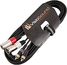 VisioSound 2 x Male XLR to 2 x RCA Gold Phono Plug Twin Lead/Audio Signal Patch Cable 5m