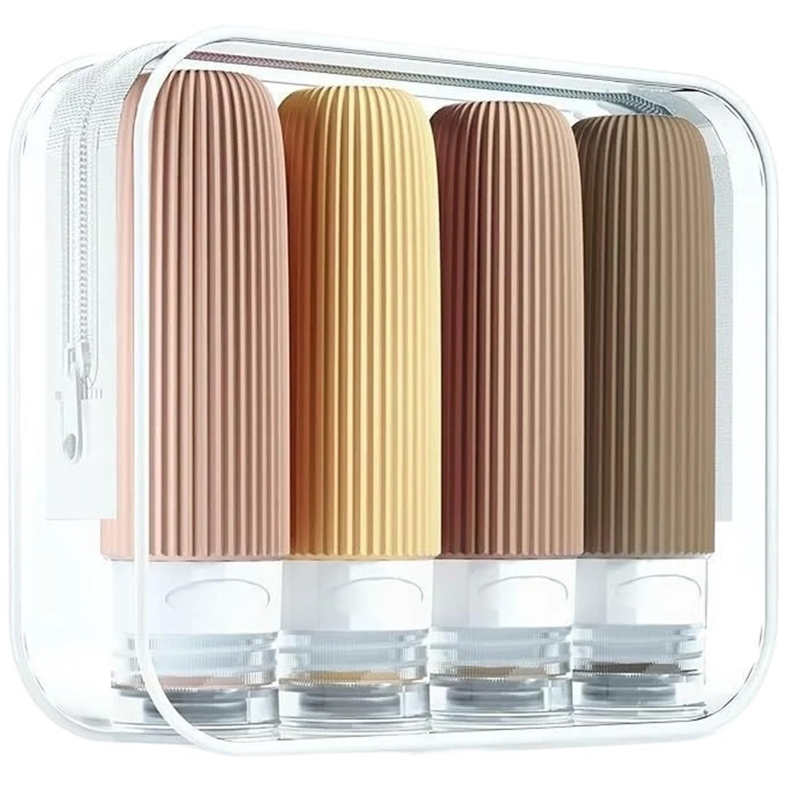 1 set di bottiglie da viaggio in silicone 90 ml Per Shampoo, Lozione | Borsa da toilette trasparente contenitore portatile a prova di perdite(Apricot)