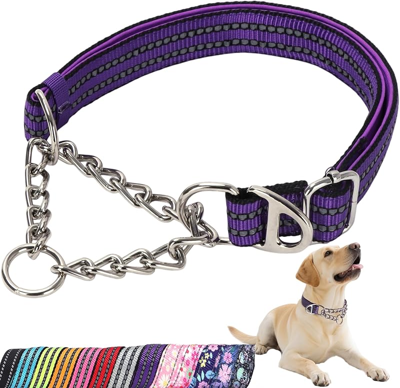 Coleira Martingale para Cães com Corrente de Aço Inoxidável ONEFOJOJO