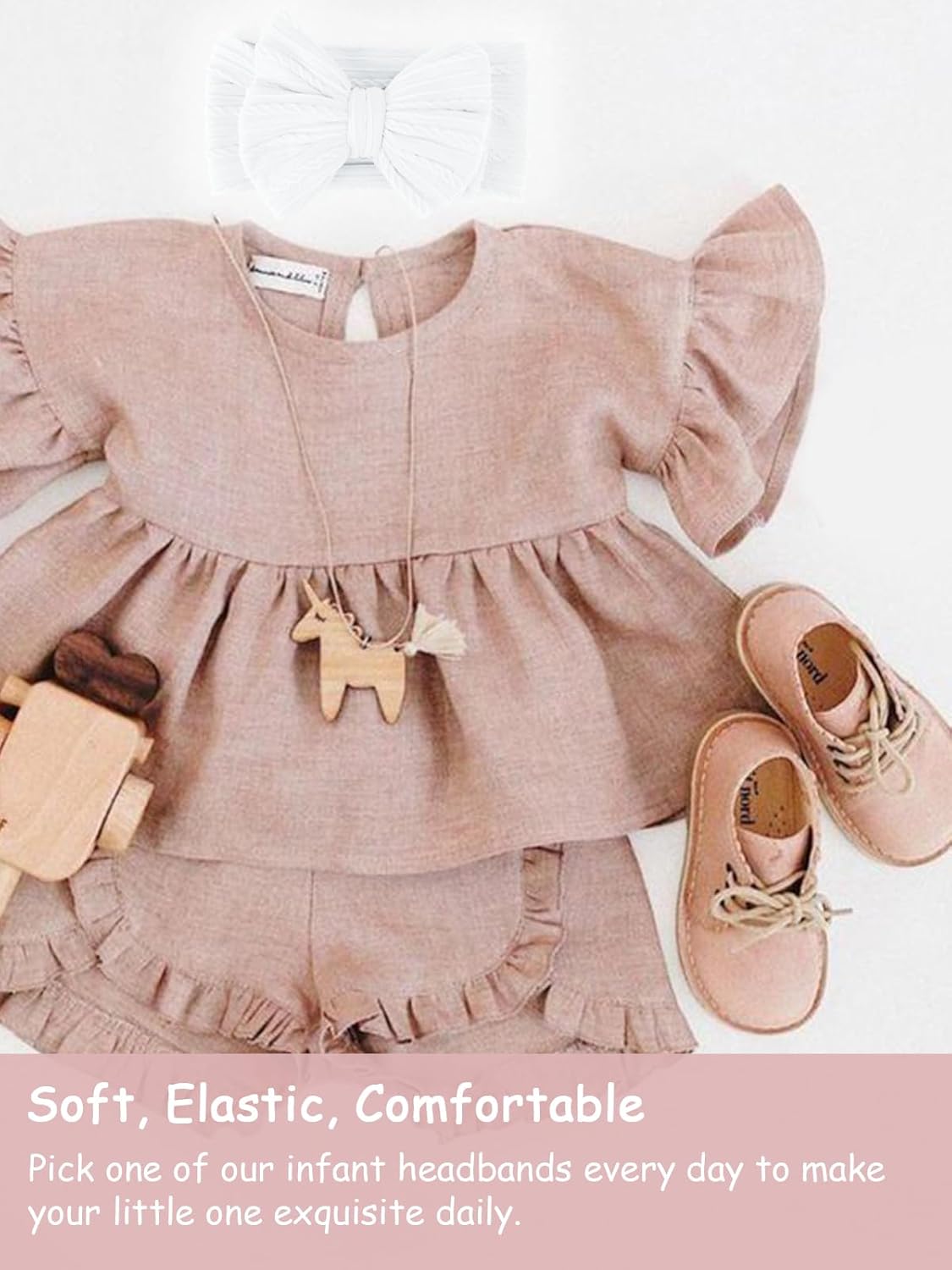 DRESHOW BQUBO Handmade Baby Headbands Soft & Stretchy Hair Bands with Bows Nylon Bows Hairbands for Girls Newborn Infant Toddlers Hair Accessories 3 pack - Image 7