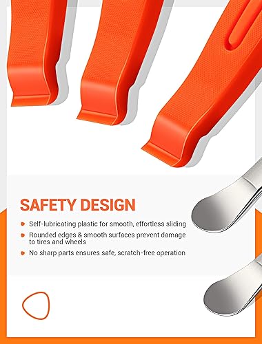 Miniatura 3 de Palancas para neumáticos de bicicleta 3 palancas de neumáticos ultra fuertes y 2 cucharas de neumáticos de acero inoxidable, herramienta de