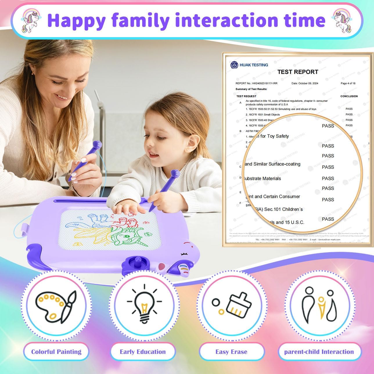Toddler Toys,Magnetic Drawing Board Baby Toys for 3 Year Old,Toddler Girl Boy Toy Writing Doodle Board,Learning Educational Kids Unicorn Toy for Girls Boys Christmas Birthday Gifts