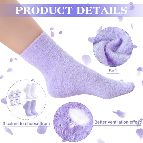 Miniatura 10 de Tarpop 3 pares de calcetines de aloe hidratantes para pies secos y agrietados, calcetines con infusión de gel para dormir, calcetines de loción,