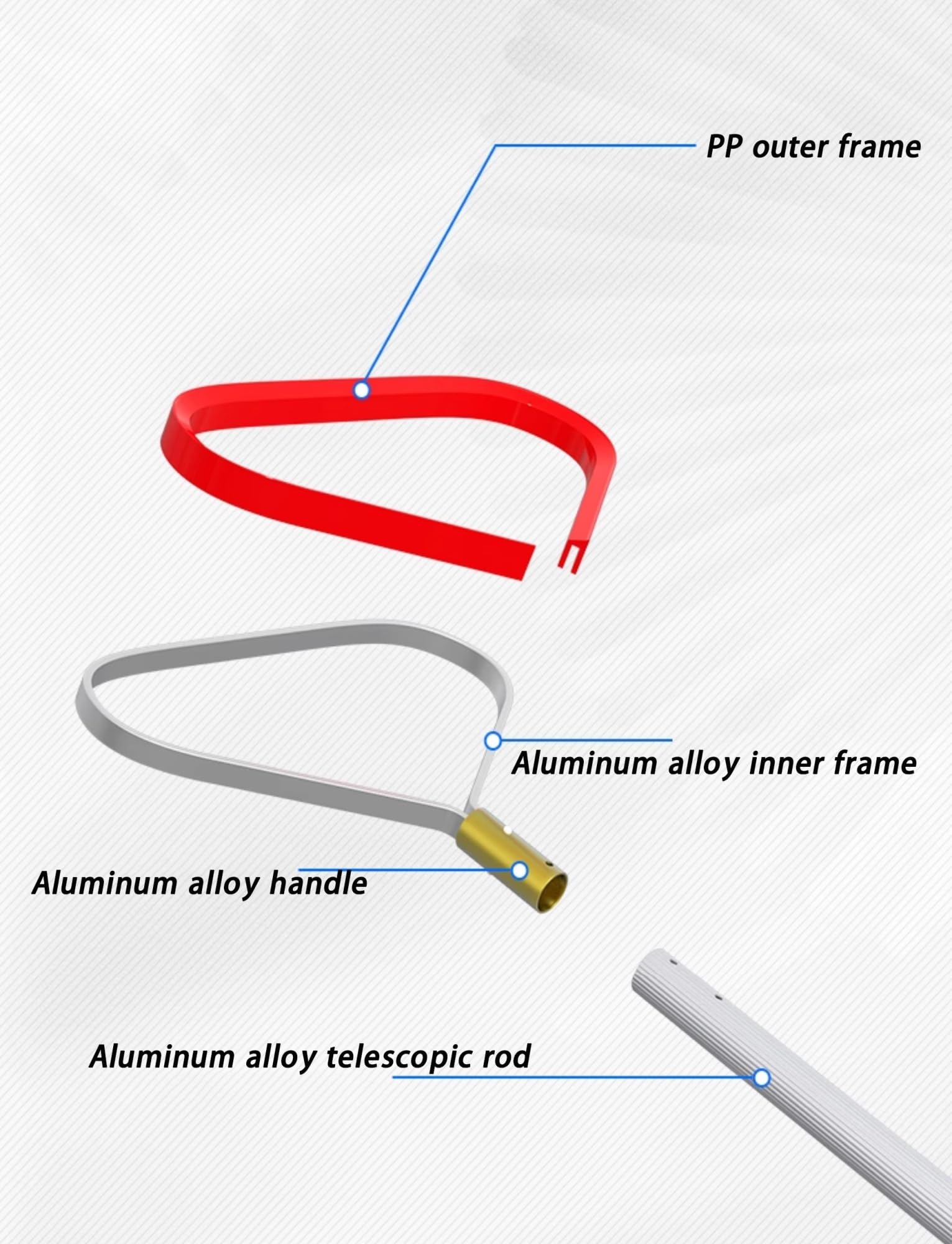 Red profesional de espumador de hojas para piscina con marco de aluminio resistente, ideal para recoger y quitar escombros