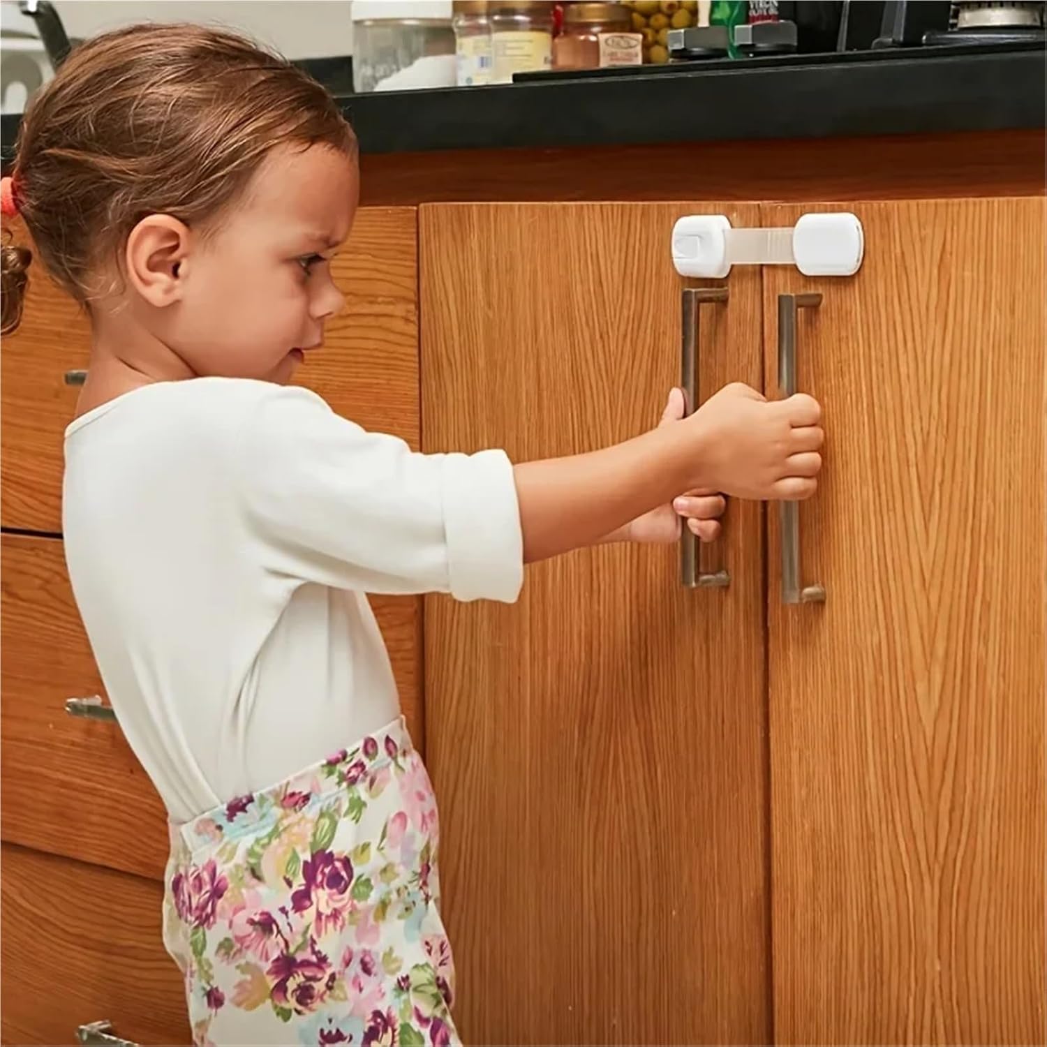 20pcs Cabinet Locks Child Safety Strap Locks Baby Locks for Cabinets and Drawers, Toilet, Fridge Adhesive Pads