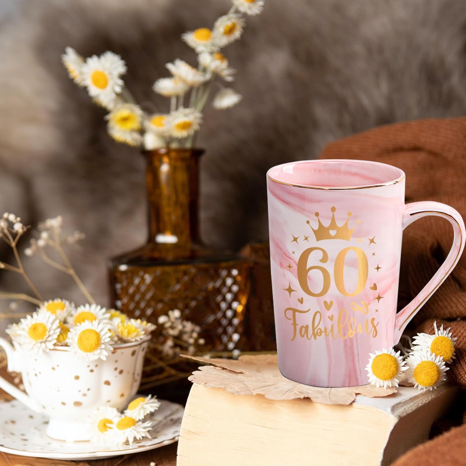 60th Birthday Gifts Women 60 Years Old Fabulous Funny Sixty Birthday Coffee Mugs Cup Ideas for Mom Sister Female Coworker Friend, 14Oz Pink - Image 6