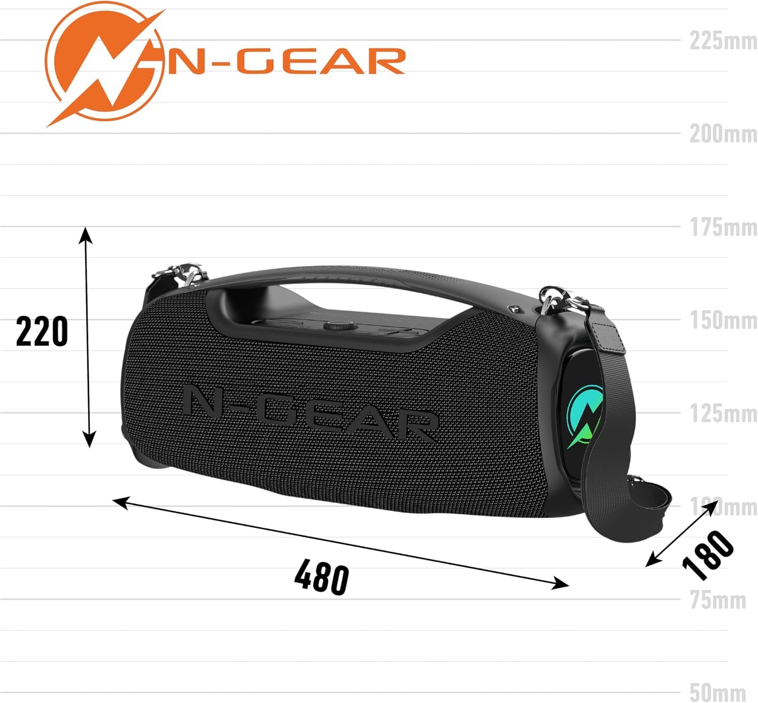 NRG500 Altoparlante Party 119mm 5 Pollici con 50W+15W×2+10W×2 Bluetooth 5.0 supporto TWS U-Disk TF AUX autonomia 6–8h batteria integrata microfono wireless e connettore audio standard 3.5mm stereo