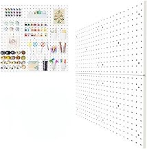 Peg Board,4 Pack Plastic Pegboard, Pegboard Wall Organizer,White ABS Peg...