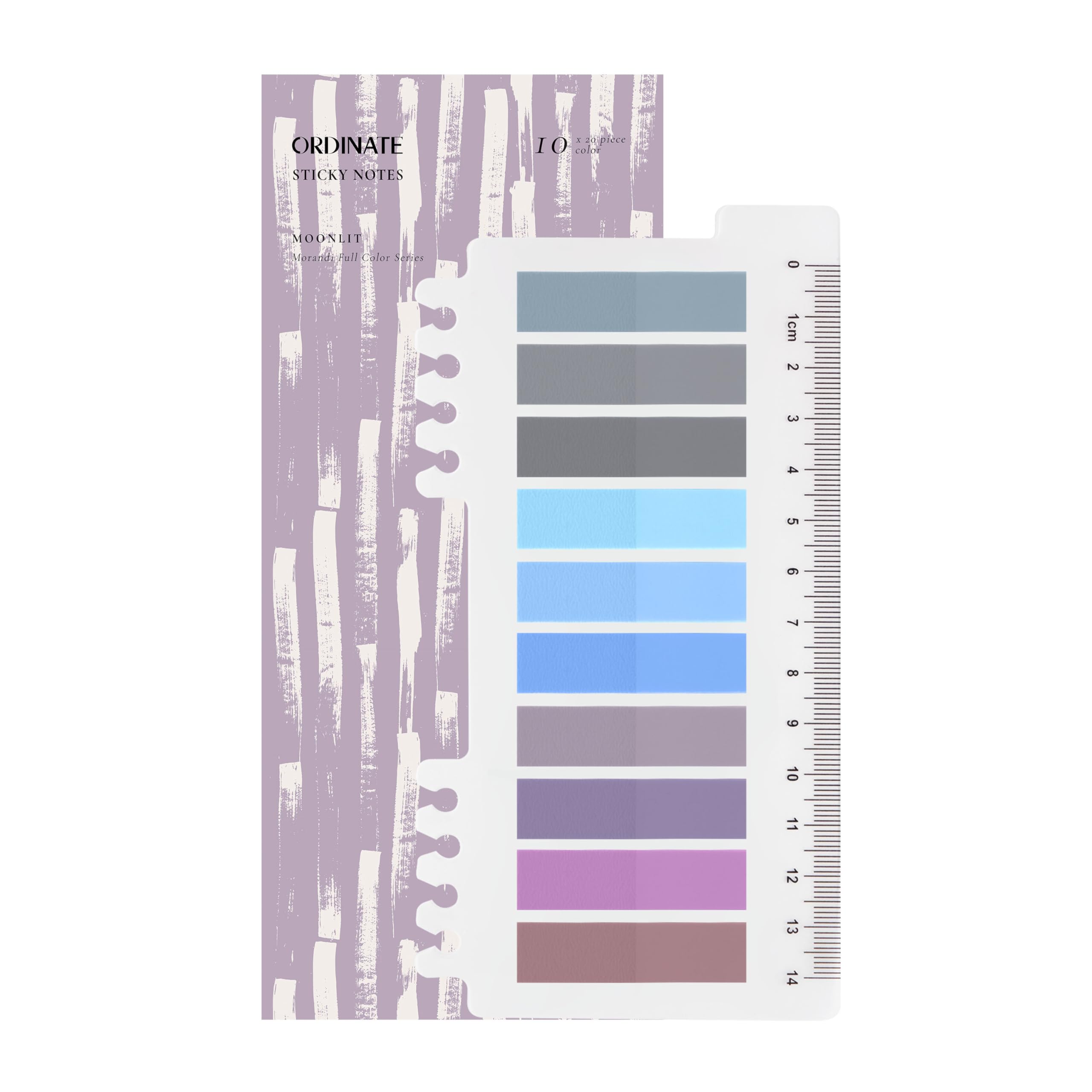 Pack of 200 Sticky Notes Tabs, Grey Styles Page Markers, Self-Adhesive Pastel Writeable Adhesive Strips, Adhesive Notes with Ruler for Page Marking, Bookmarks (G-Moonlit)