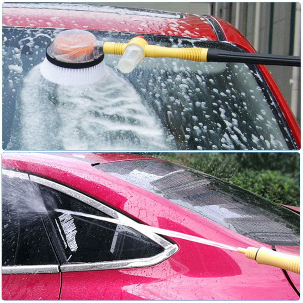 MASO Cepillo de Limpieza Giratorio Automático para Coche, Longitud Ajustable, Esponja de Presión, Herramienta de Limpieza con Depósito de Jabón
