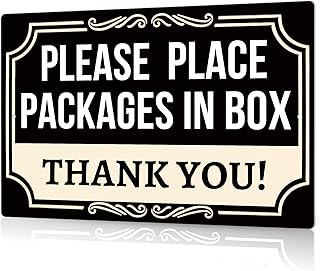 Putuo Decor Delivery Signs For Packages Please Place Packages In Box Tin Signs Package Delivery Boxes Please Leave Packages Here Signs For Outside Deliveries Decor 8x12 In