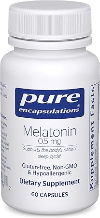 Pure Encapsulations Melatonin 0.5 mg - Natural Sleep Helper for Bedtime - Regulates Sleep-Wake Cycle - 0.5 mg Melatonin - Vegan & Non-GMO - 60 Capsules Pure Encapsulations Melatonin 0.5 mg - Natural Sleep Helper for Bedtime - Regulates Sleep-Wake Cycle - 0.5 mg Melatonin - Vegan & Non-GMO - 60 Capsules