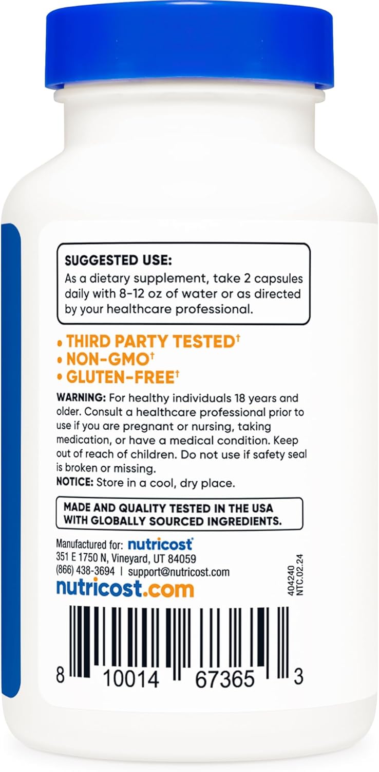 Nutricost Magnesium Orotate Capsules 1000mg, 120 Caps - 60 Servings, 500mg Per Capsule, Non-GMO, Gluten Free (Pack of 2)