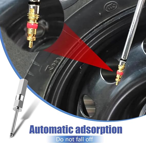 MLY 1 PC Valve Core Removal Tool, Durable & Non-Slip Design, Stainless Steel Schrader Valve Removal Tool with Aluminum Grip, Universal for Cars, Bikes, Motorcycles (Silver)
