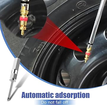 MLY 1 PC Valve Core Removal Tool, Durable & Non-Slip Design, Stainless Steel Schrader Valve Removal Tool with Aluminum Grip, Universal for Cars, Bikes, Motorcycles (Silver)