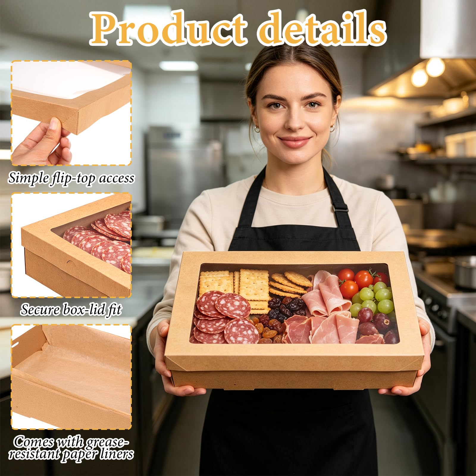 Confezione da 10 scatole per salumi con finestra trasparente, extra large