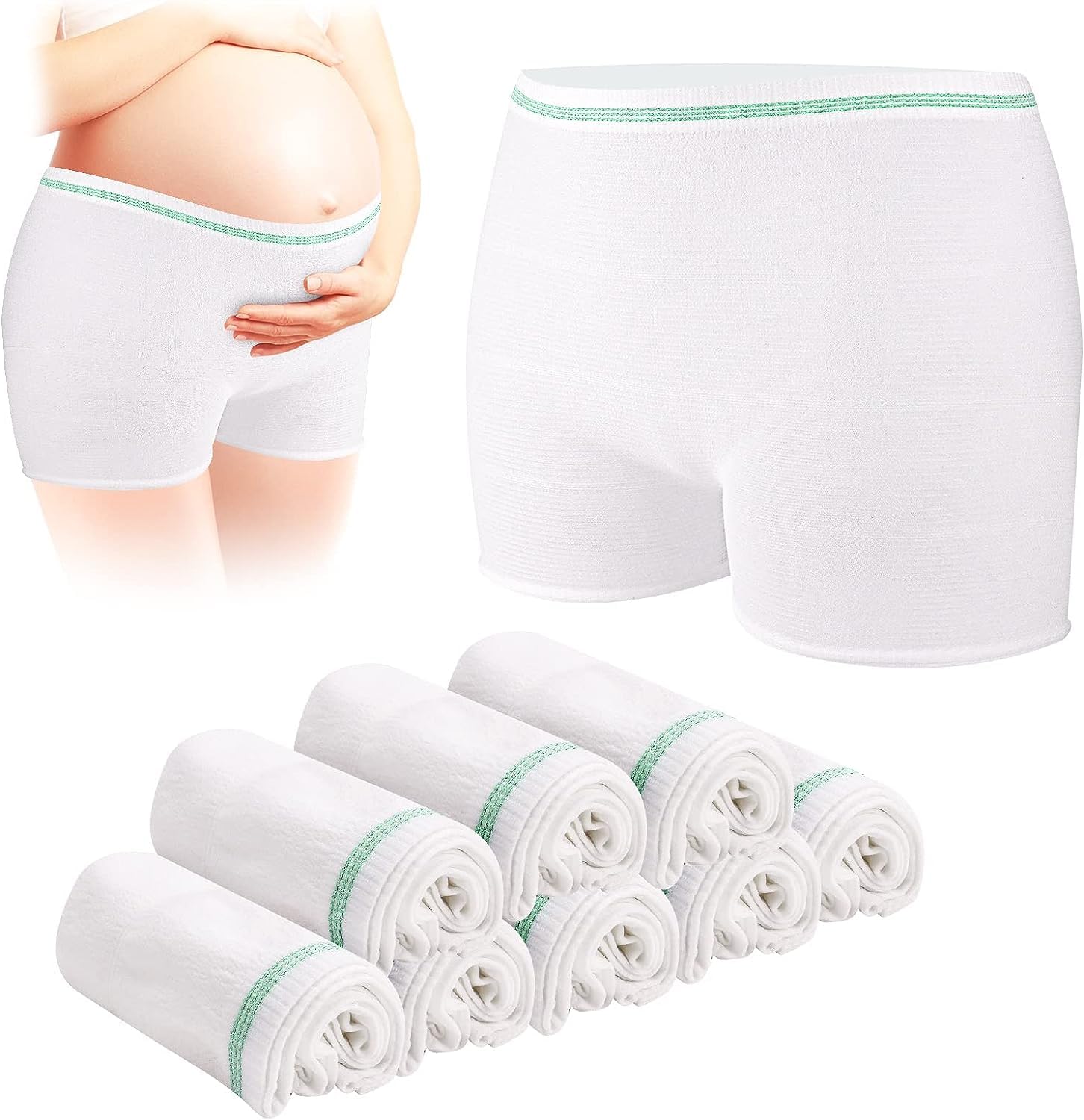 NALACAL Disposable Maternity Postpartum Panties, High Waist Breathable Mesh Panties C Section, Maternity Underwear Postpartum Hospital Recovery Maternity Briefs for Women, 8 Pcs - XL Size