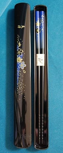 Vista 33 de Palillos japoneses con funda de viaje plástica JapanBargain, Yuzen rojo , Negro & rojo