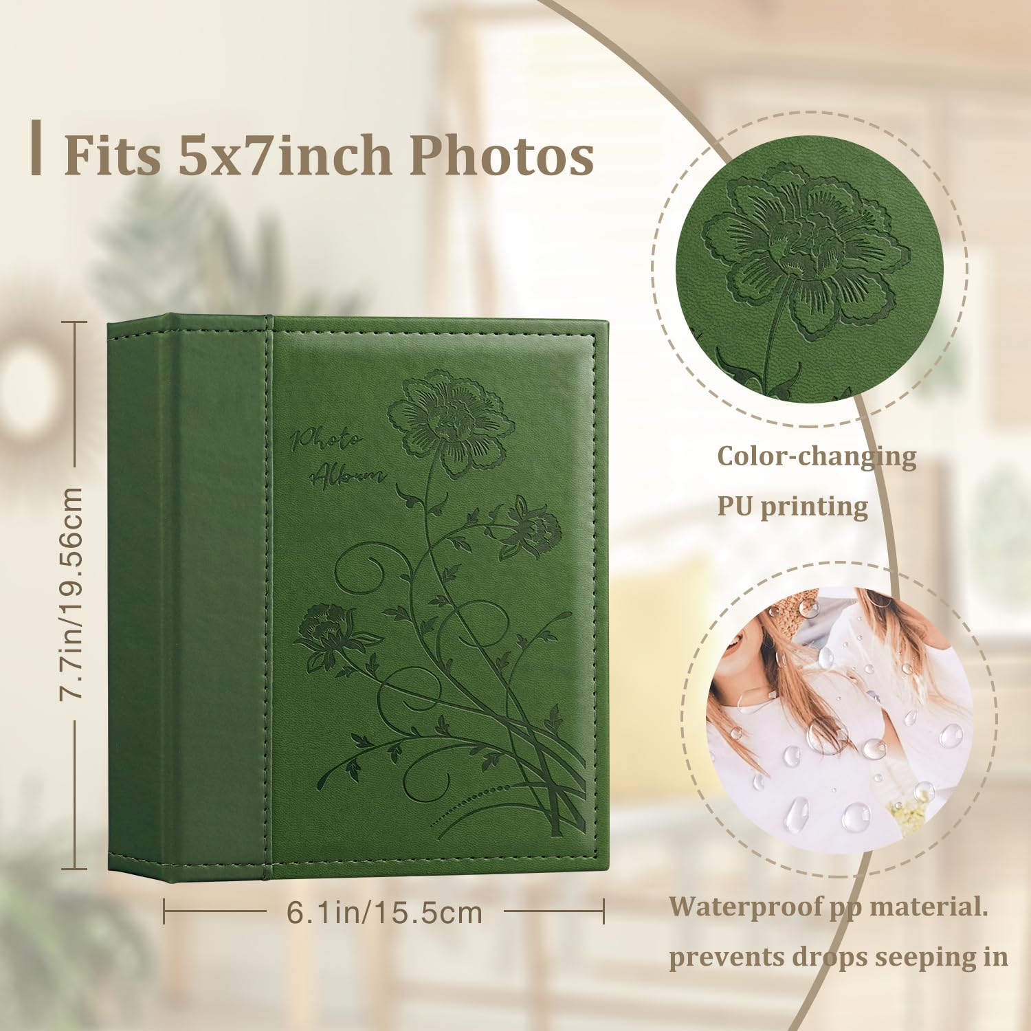 Artmag Album na zdjęcia, 100 x 18 cm, przezroczyste strony, skórzana okładka, wsuwane albumy fotograficzne, pomieści 100 pionowych zdjęć 15 x 18 cm, książka z obrazkami dla rodziny weselnej