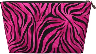 Pink Zebra Print Makeup Bag Waterproof Cosmetic Bag Organizer Small Make Up Zipper Pouch Portable Travel Toiletry Bag For Women Girls