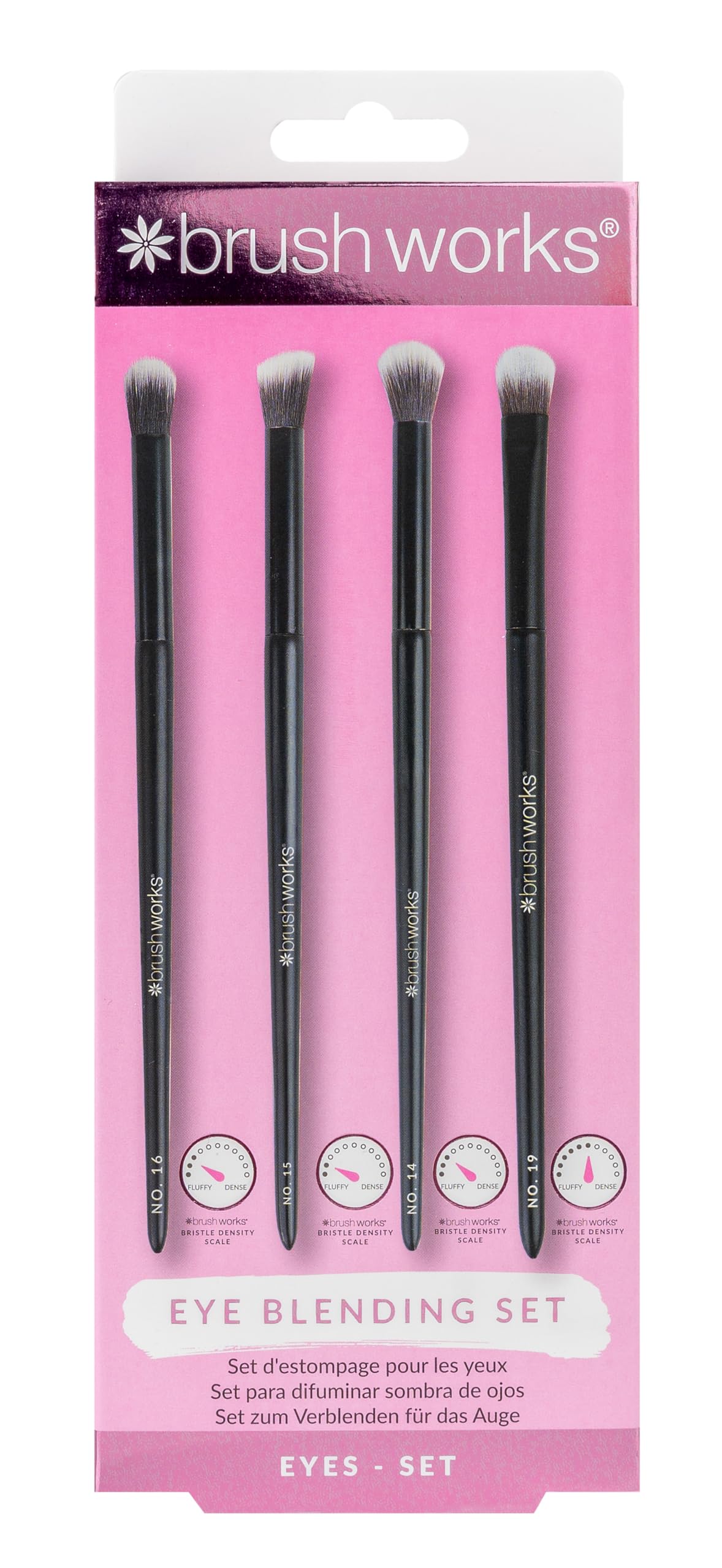 Brushworks Eye Blending Set, 4-Piece Eyeshadow Brush Kit with Tapered, Fluffy, Angled & Crease Brushes