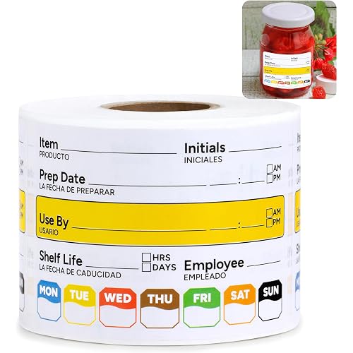 300 Pcs Restaurant Quality Shelf Life Food Rotation Labels Vinyl, 2” x 3” Self-Adhesive Removable Freezer Food Labels, Perfect for Reusable Containers, Easy to Remove, Food Safety Date Sticker