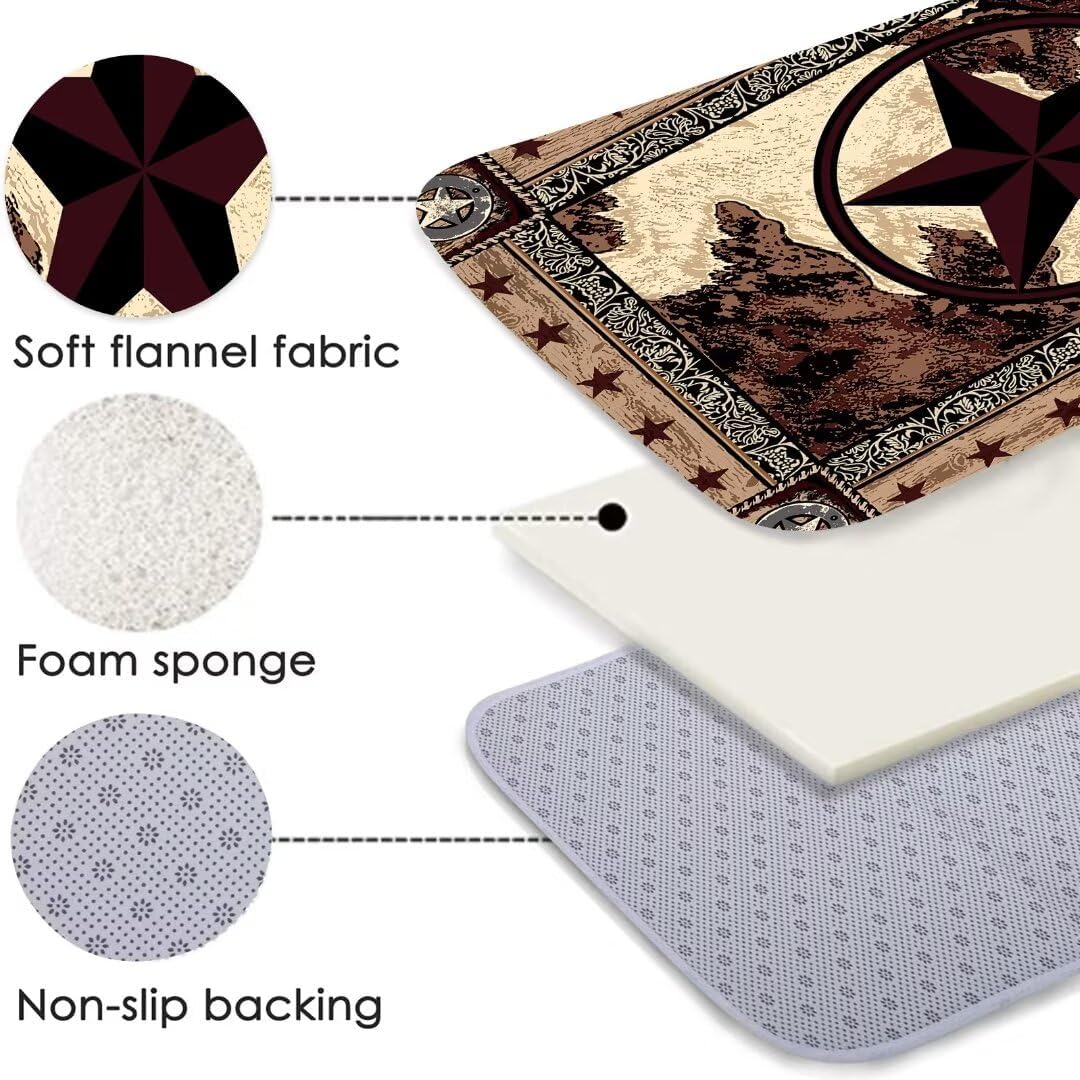 Western Runner Rug for Hallway,Texas Star Vintage Style Stars on Wood Panel Print Rustic,Non-Slip Floor Carpet Hallways Doormat Entryway Bedroom Bathroom Washable Kitchen Rugs Laundry Room Rug Runner - Image 4