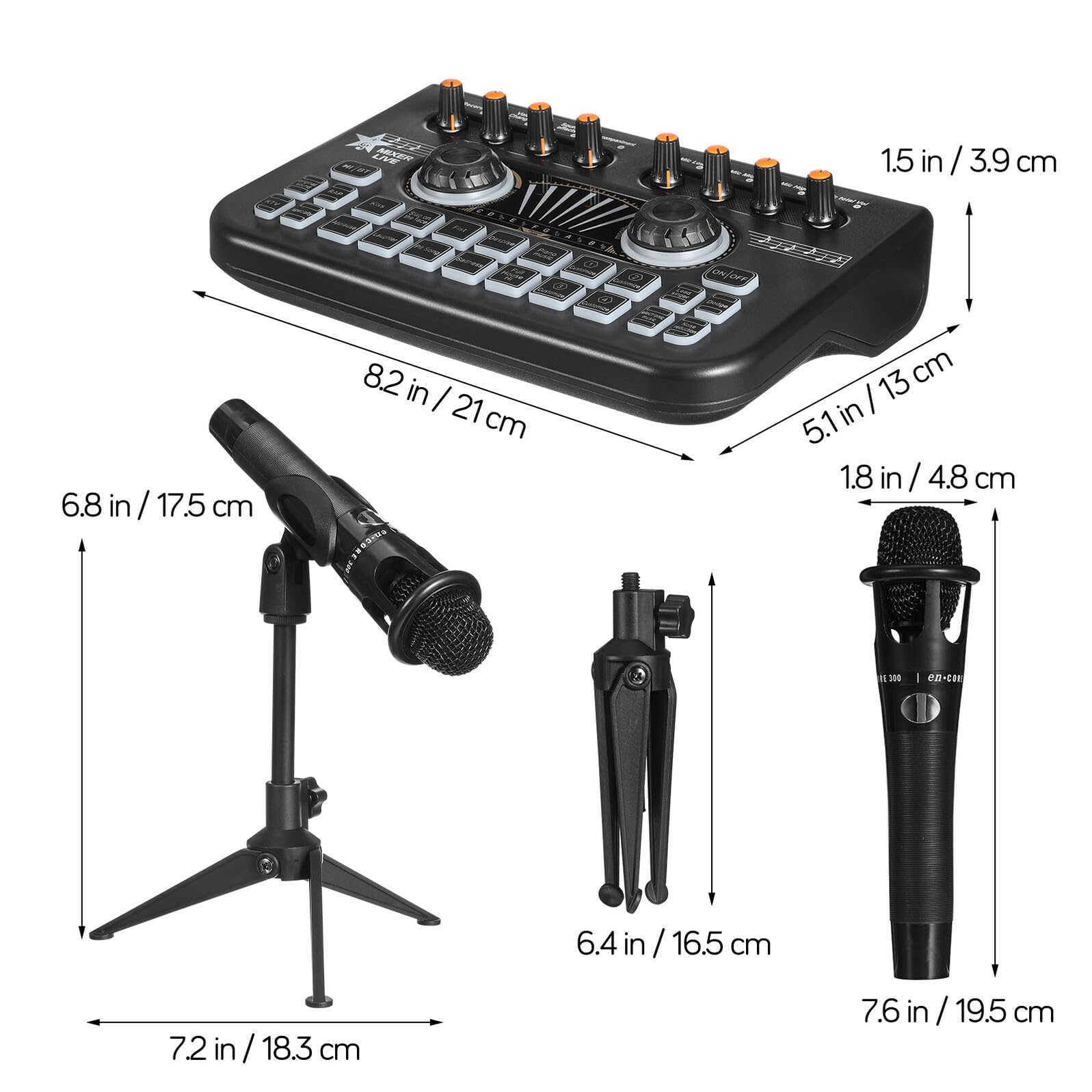 Microfono per Podcast Kit Attrezzatura Studio Mixer Audio Professionale Scheda Audio per Streaming Giochi e Registrazione Musica