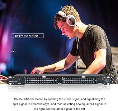 15-Band Audio Equalizer, 2-channel Stereo Graphic Equalizer, with High/mid/low Frequency Adjustment, Crystal Clear Sound Quality, for Home Audio