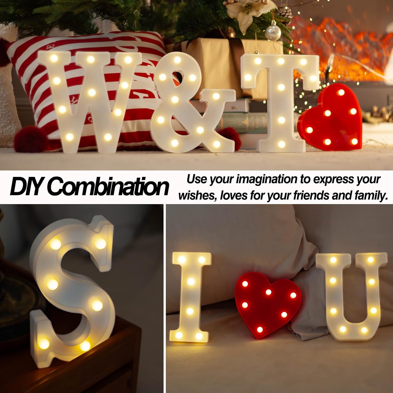 LED Marquee Letters, White 26 Alphabet Light Up Letters, Battery Powered LED Letter Lights for Birthday Party, Christmas Night, Home, Bar, Graduation, Wedding Decoration(Y)
