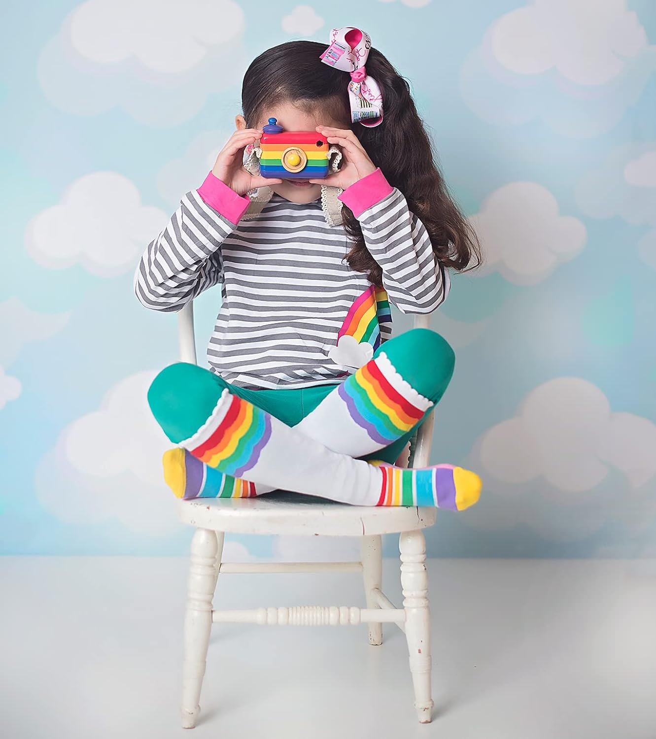 Jefferies Socks Girls' Little Colorful Rainbow Knee High Socks 3 Pair Pack - Image 2