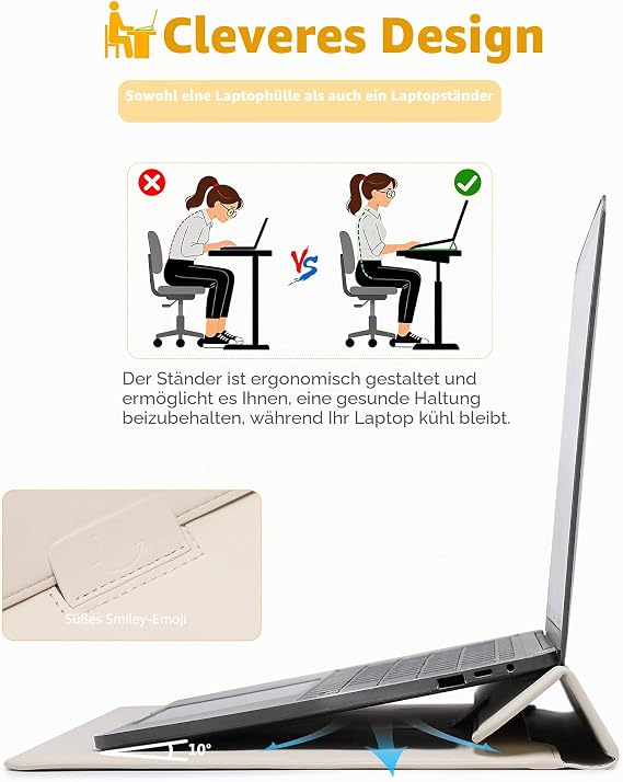 HYZUO 13.3-14 Inch Laptop Case with Stand Function for MacBook Pro 14 M5/M4/M3/M2/M1 2026-2021 MacBook Pro/Air 13.3 13.5 Inch 13.8 Inch Surface Laptop HP Spectre X360 13/14 Beige