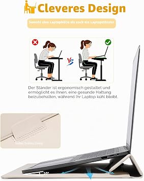 HYZUO 13.3-14 Inch Laptop Case with Stand Function for MacBook Pro 14 M5/M4/M3/M2/M1 2026-2021 MacBook Pro/Air 13.3 13.5 Inch 13.8 Inch Surface Laptop HP Spectre X360 13/14 Beige