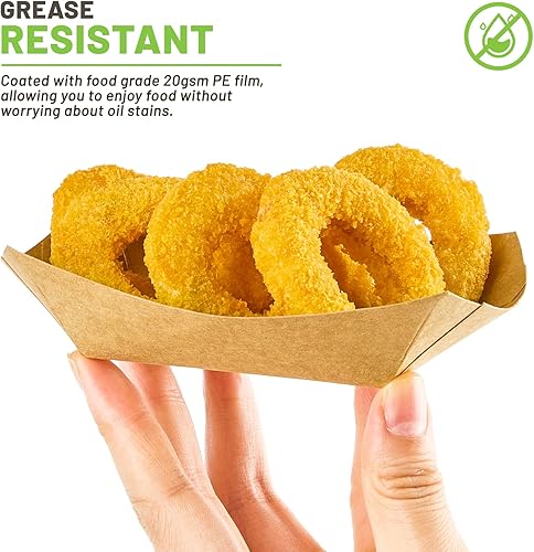 Miniatura 25 de Bandejas pequeñas de papel de 1 libra – Paquete de 100 botes desechables para alimentos, soportes de comida de papel kraft marrón para llevar cestas