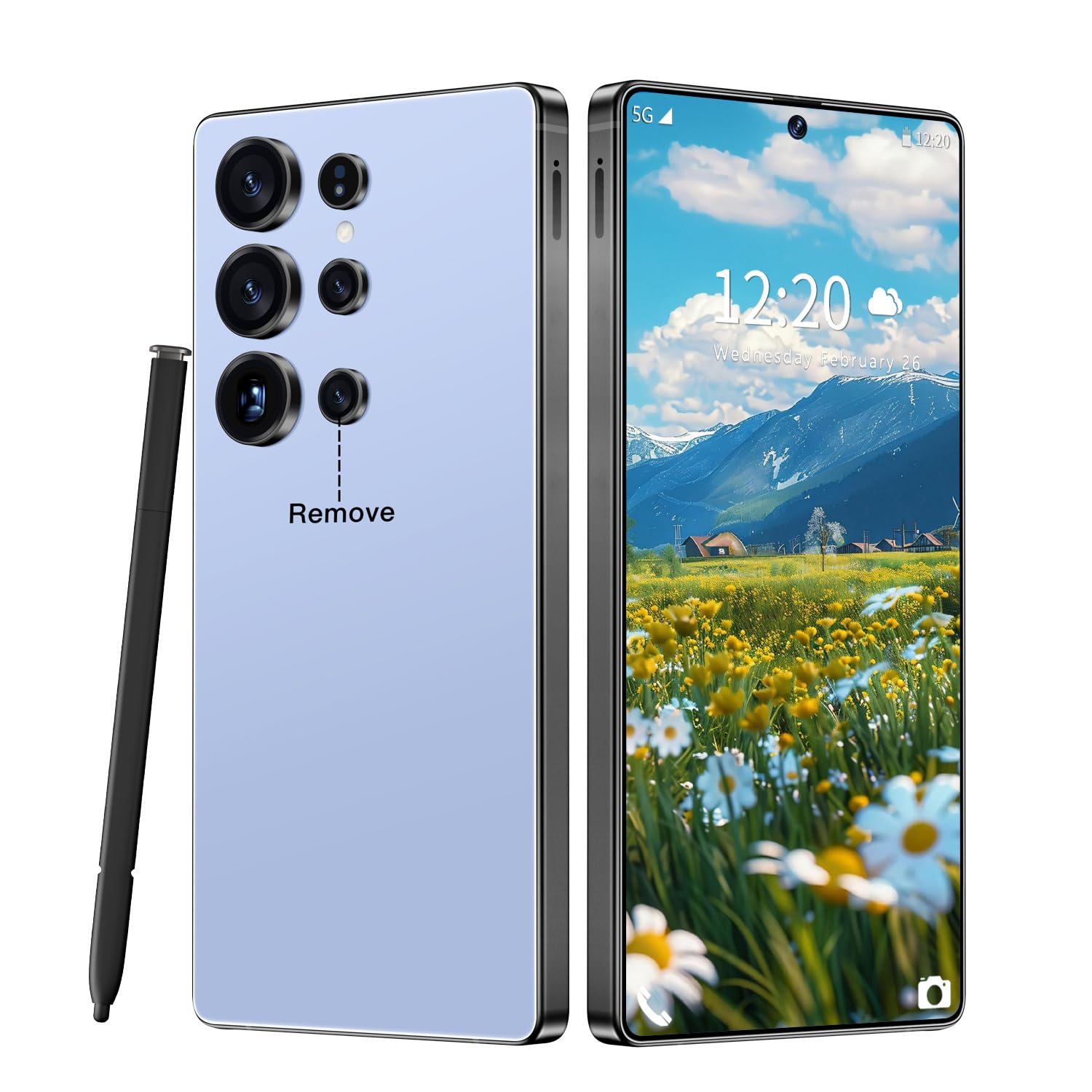 Huness S26 Ultra Unlocked Phone,Built in Pen The Phone,Cell Phone Battery 7000mAh 6.99" HD Screen,Android 15 16+512GB Smartphone,Dual SIM/5G/Face ID/Fingerprint Lock/GPS (Grey, 16+512G) — view 9