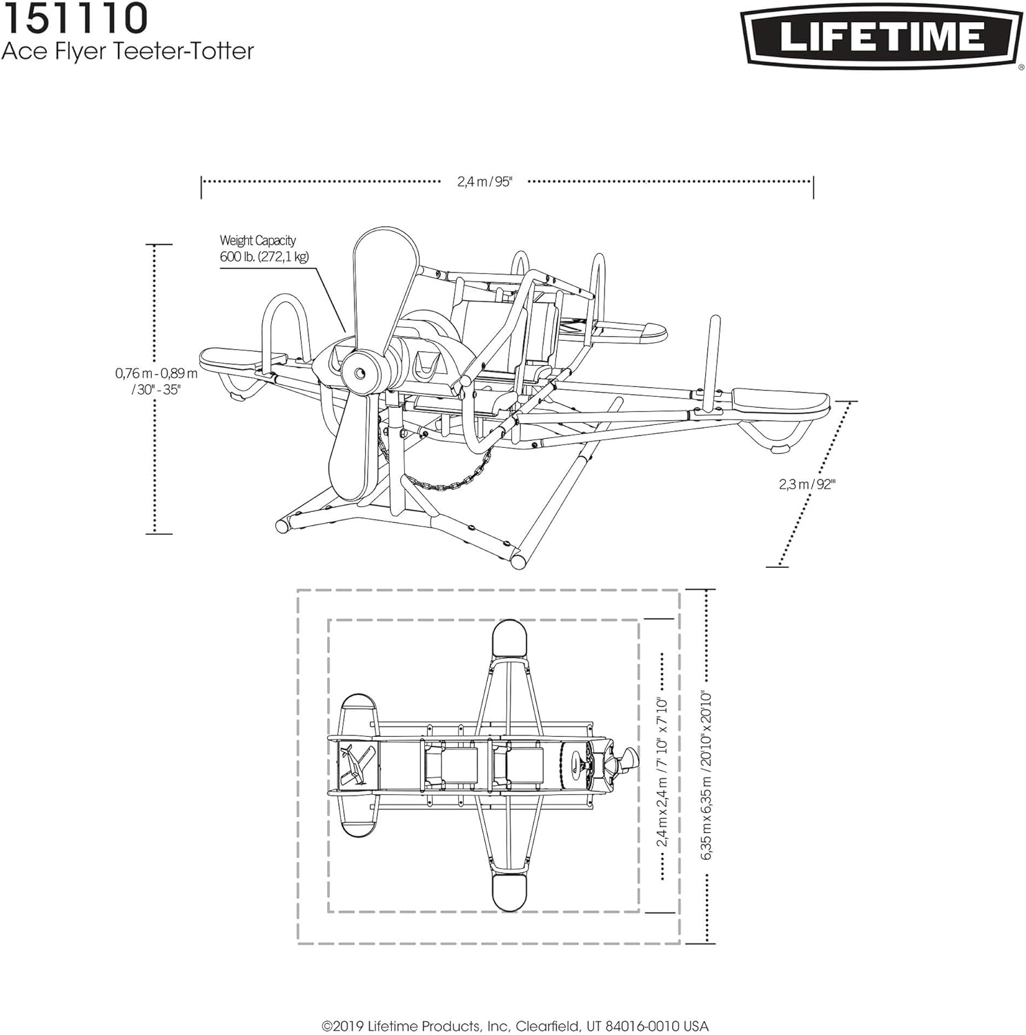 Lifetime Ace Flyer Airplane Teeter Totter - Primary Colors (151110)