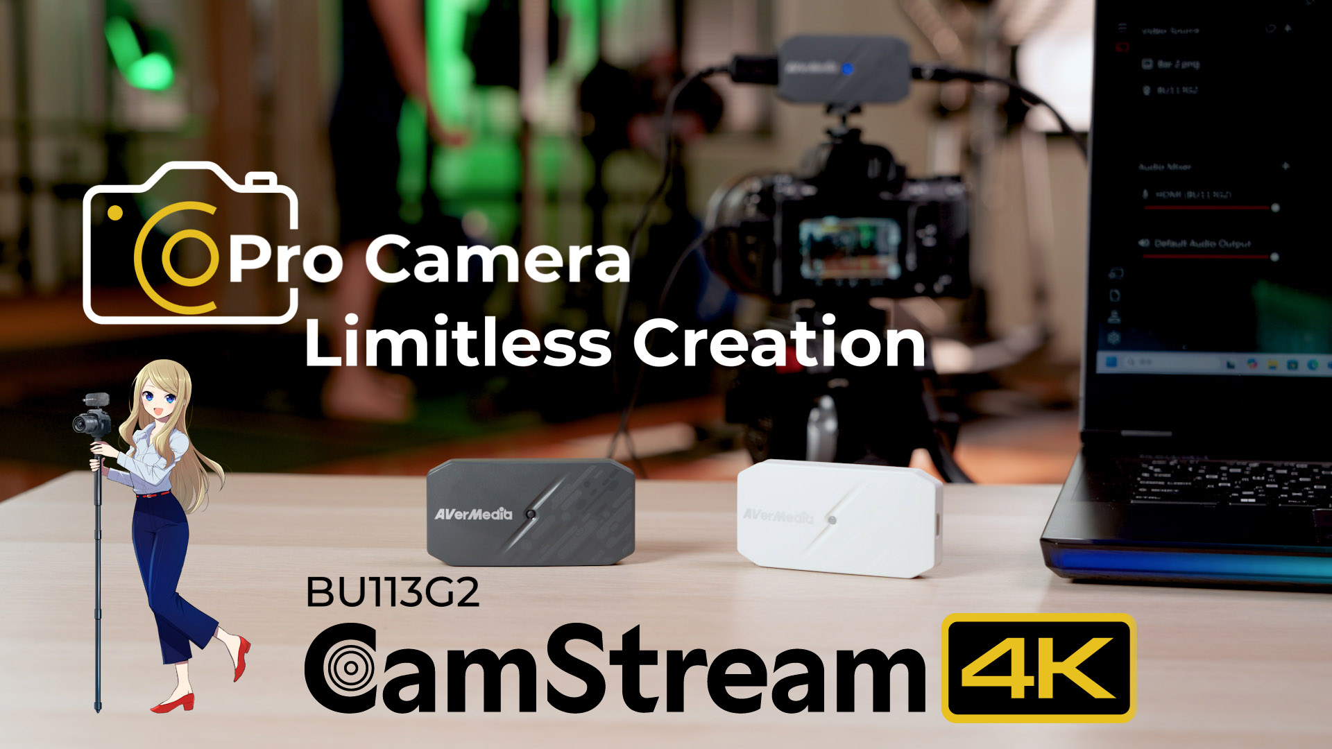 Carte De Capture AVerMedia CamStream 4K BU113G2 - Transforme Ton Appareil Photo En Webcam, 4K60, Faible Latence