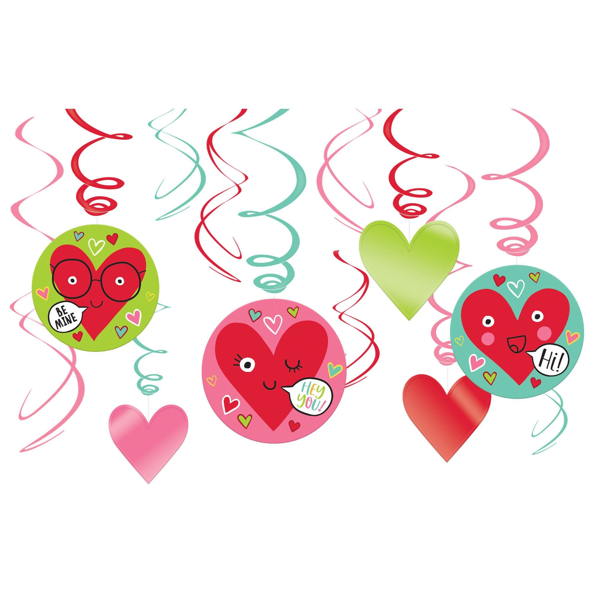 amscan 670835 Decorazioni a Spirale da Appendere a Forma di Cuore (12 Pezzi) – 2,13 m – 1 Confezione