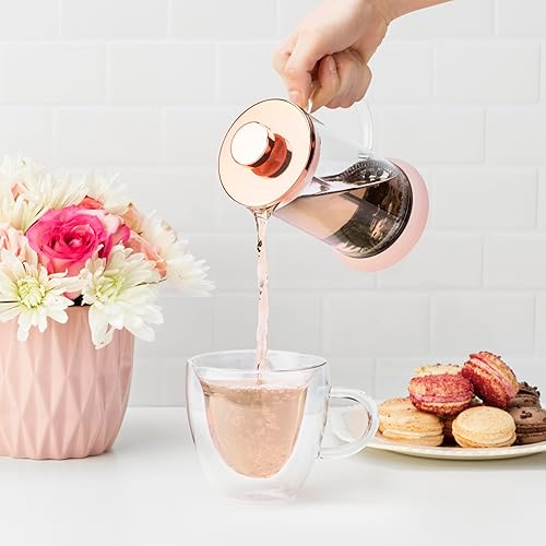 Miniatura 9 de Pinky Up - Tetera de prensado Riley de tamaño mini para hacer té o café, de cristal, para hacer té con hojas sueltas, para hacer té caliente o