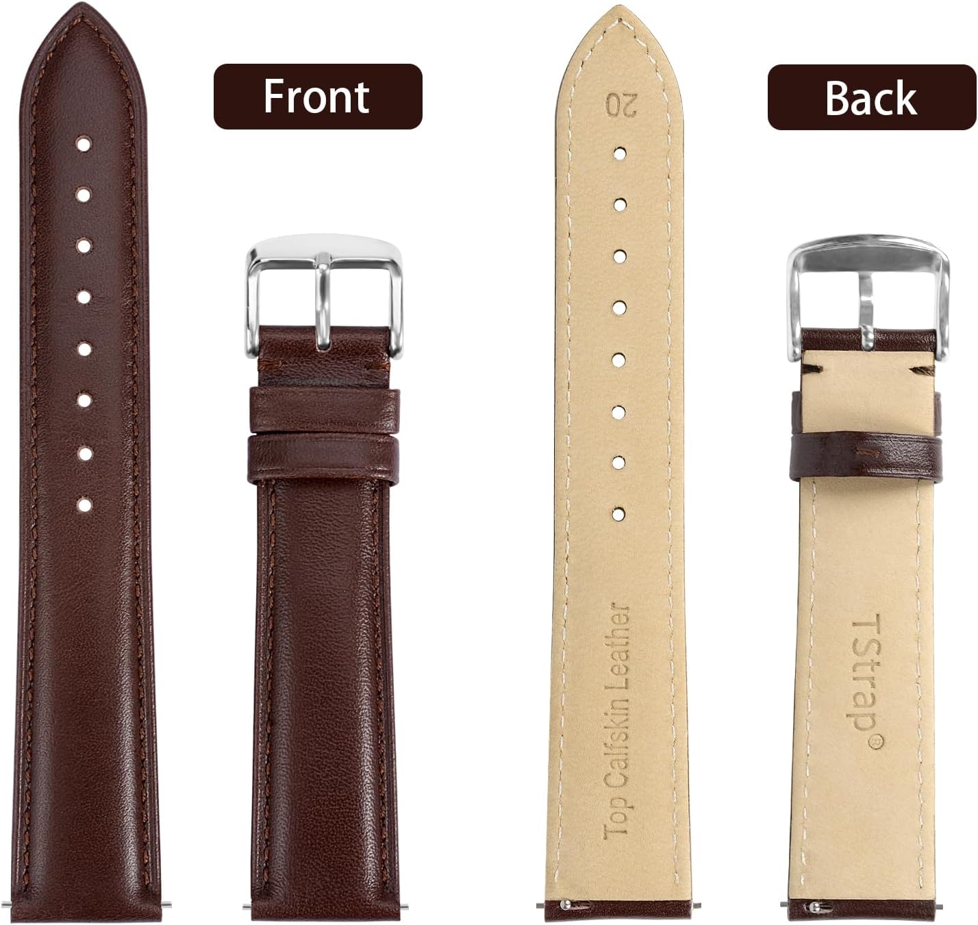 TStrap Leather Watch Bands for Moonswatch - Watch Strap Compatible with Omega x Swatch Moonwatch - 20mm Quick Release Watch Band Replacement for Moonswatch Speedmaster