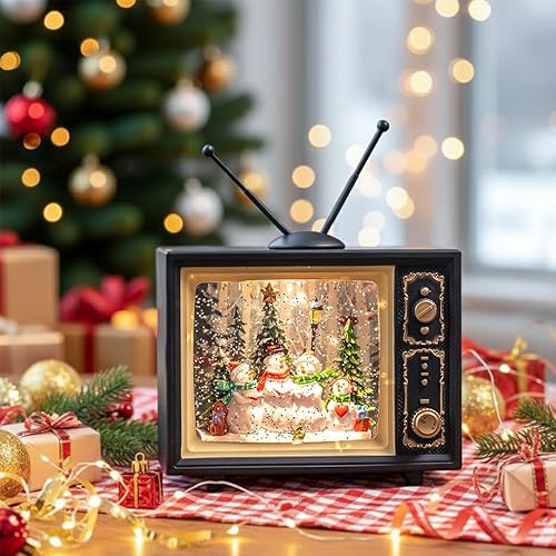 Miniatura 3 de Luces de globo de nieve de 9 pulgadas, copos de nieve brillantes, USB y pilas para decoración de Navidad, tapicería para el hogar (Santa y muñeco de