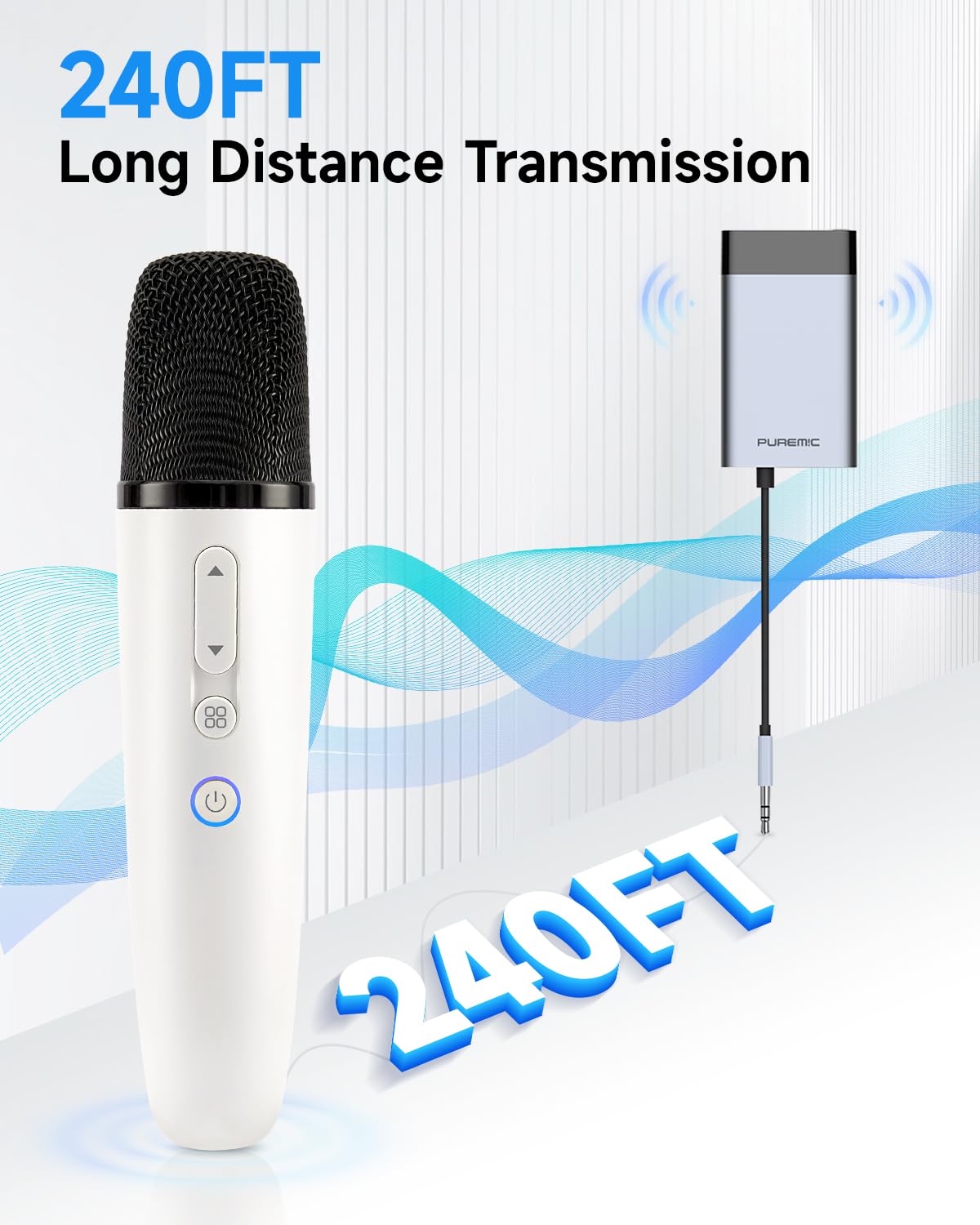 Micrófonos inalámbricos Bluetooth con 8 efectos Joy Tune, micrófono recargable de mano con receptor de entrada AUX de 3.5 mm, micrófono de karaoke de coche con bolsa de almacenamiento portátil para