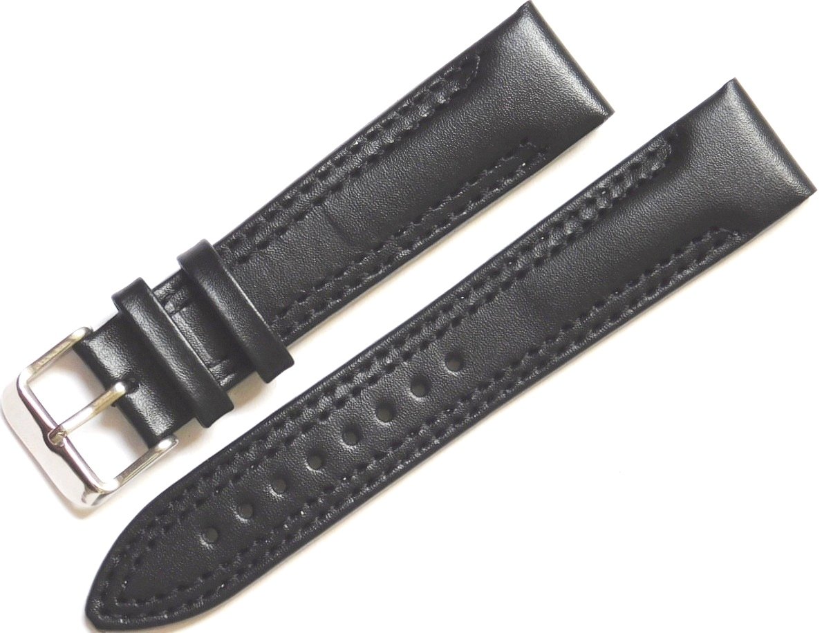 20mm Black Plain Leather Strap for Watch with Dual Black Stitch & Sloop Padded (B07D682PTX) Amazon Price History, Amazon Price Tracker