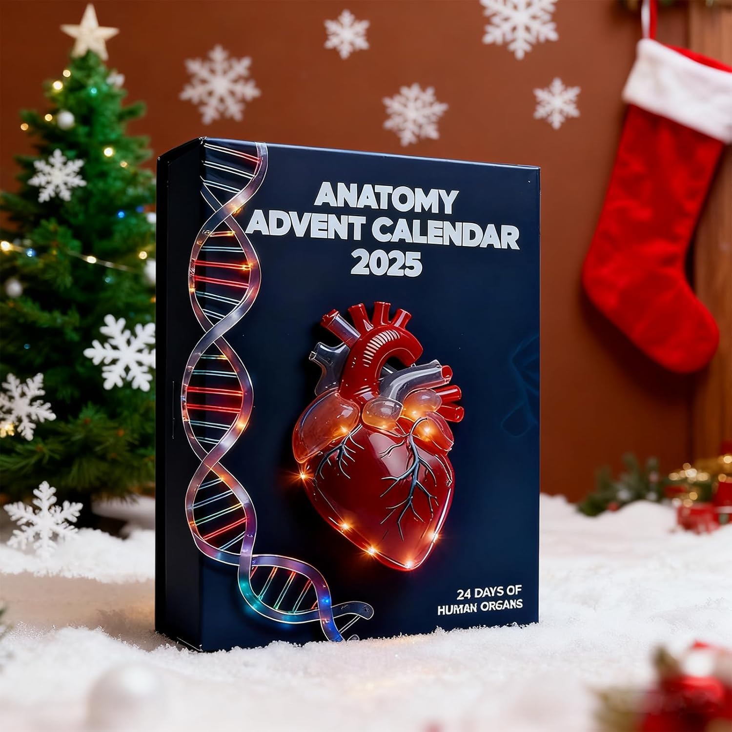 Calendario Avvento Di Natale 2025 A Tema Anatomia - 24 Ciondoli Acrilici 2D (Cuore, Cervello, Etc.) Per Medici, Infermieri