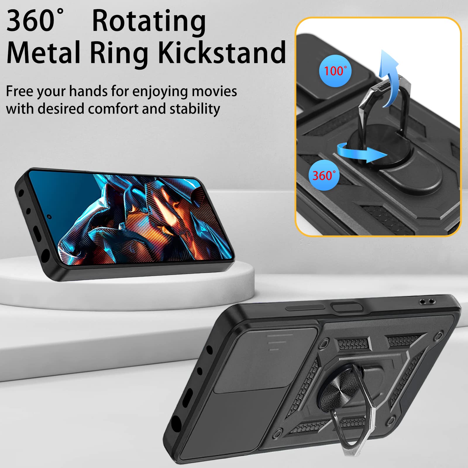 Funda Kepuch Con Placa De Metal Para Redmi Note 12 5G / Poco X5 - Carcasa Protectora, Color Negro, Ajuste Perfecto