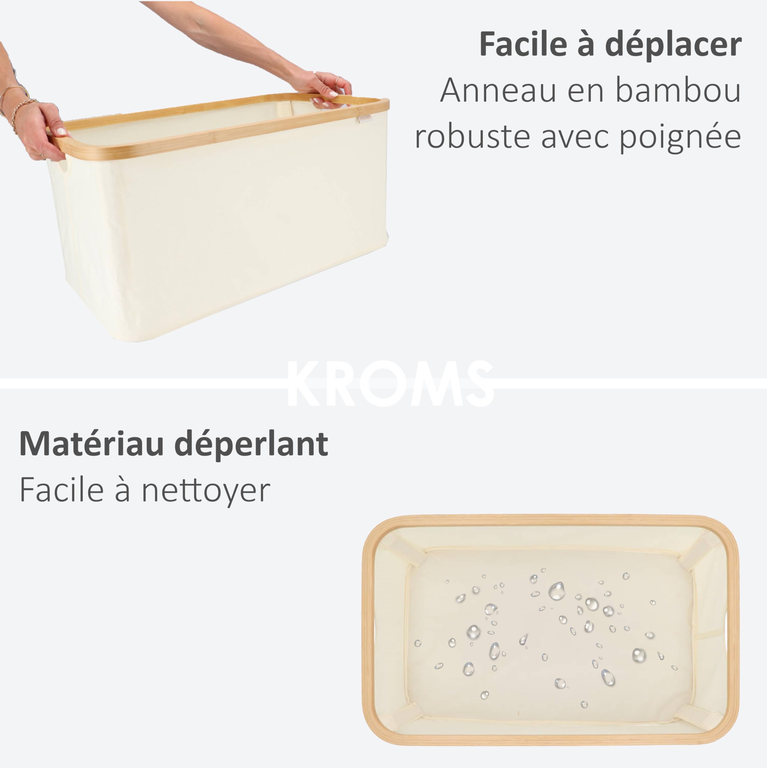 Corbeille a linge 45L - Beige - Panier a linge sale - Panier rangement - Panier a linge pliable - Corbeille a linge pliable