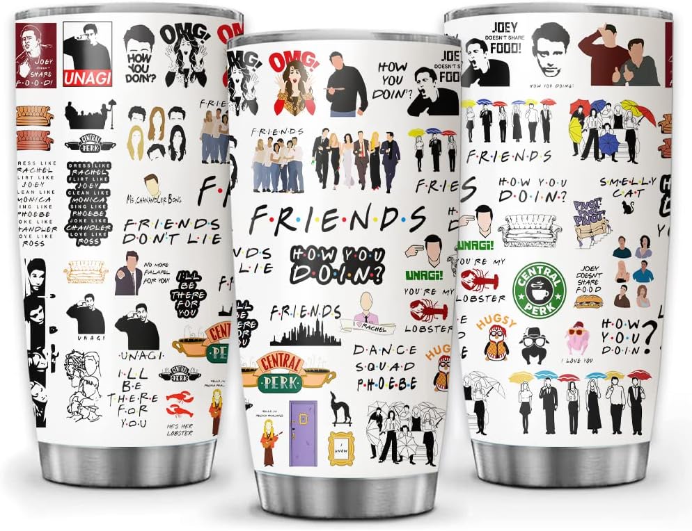 Best Friend Tumblers for Women Men - Central Friends Perk TV Show Tumbler Cup for Work Bestie Soul Sister BFF Coworker Birthday Friendship Gifts 20oz 30oz Coffee Travel Mug Tumblers